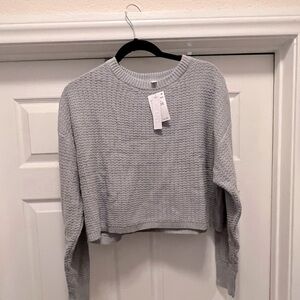 NEW Abound Women’s Knit Long Sleeve Swoop Neck Sweater Light Gray Size XL
